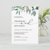 Invitation Mariage Feuille Enchanté Romance Eucalyptus (Debout devant)
