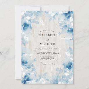 Invitation Mariage feuille éthérée azur