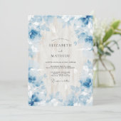 Invitation Mariage feuille éthérée azur (Debout devant)