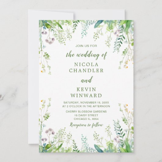 Invitation Mariage Feuille Eucalyptus Greenery (Devant)