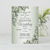 Invitation Mariage Feuille Eucalyptus Rustique Floral (Debout devant)