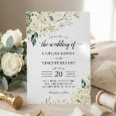 Invitation Mariage Feuille Floral Rose Blanc vert