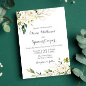 Invitation Mariage Feuille Floral Rose Blanc vert