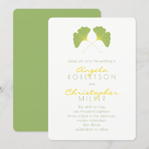 Invitation Mariage Feuille Ginkgo Spring Green 2