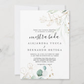 Invitation Mariage Feuille Gold Green Nuestra Boda (Devant)