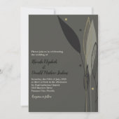 Invitation Mariage Feuille gris moderne (Devant)