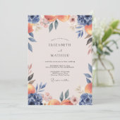 Invitation Mariage Feuille Indigo Terracotta (Debout devant)
