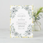 Invitation Mariage Feuille Jaune Argenté (Debout devant)
