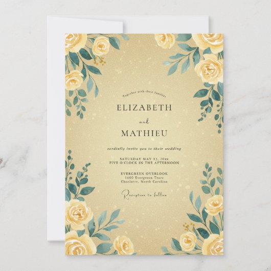 Invitation Mariage feuille jaune beurre (Devant)