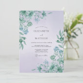 Invitation Mariage Feuille Mauve Menthe (Debout devant)