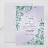 Invitation Mariage Feuille Mauve Menthe (Devant / Derrière)