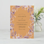 Invitation Mariage feuille mauve ocre (Debout devant)