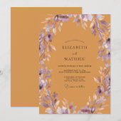 Invitation Mariage feuille mauve ocre (Devant / Derrière)