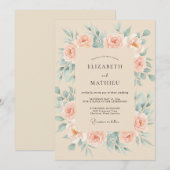 Invitation Mariage Feuille Mentholée Champagne (Devant / Derrière)