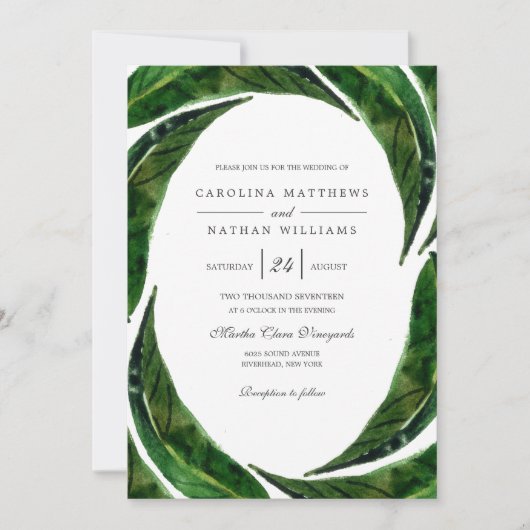 Invitation Mariage Feuille moderne Bold Tropical | Sombre (Devant)