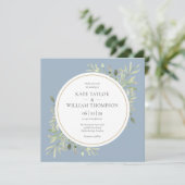 Invitation Mariage Feuille moderne Dusty Blue Greenery (Debout devant)