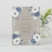 Invitation Mariage feuille morte ardoise (Debout devant)