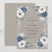 Invitation Mariage feuille morte ardoise (Devant / Derrière)