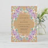 Invitation Mariage Feuille Ochre Améthyste (Debout devant)