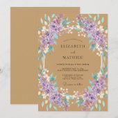 Invitation Mariage Feuille Ochre Améthyste (Devant / Derrière)