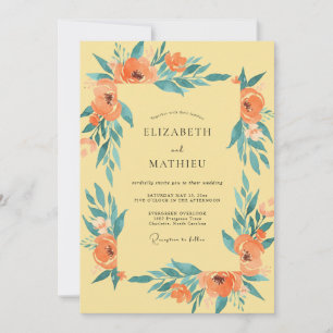 Invitation Mariage Feuille Orange Moutarde
