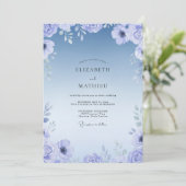 Invitation Mariage Feuillé Peint Bleuet (Debout devant)