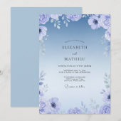 Invitation Mariage Feuillé Peint Bleuet (Devant / Derrière)