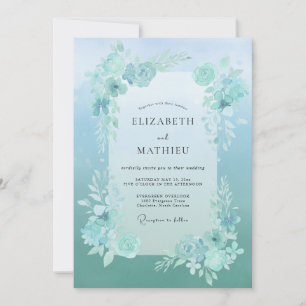 Invitation Mariage feuille peinte à l'écume de mer