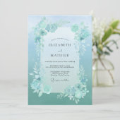 Invitation Mariage feuille peinte à l'écume de mer (Debout devant)