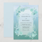 Invitation Mariage feuille peinte à l'écume de mer (Devant / Derrière)