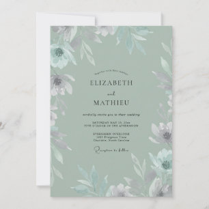 Invitation Mariage feuille peinte Céladon