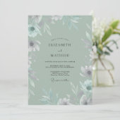 Invitation Mariage feuille peinte Céladon (Debout devant)