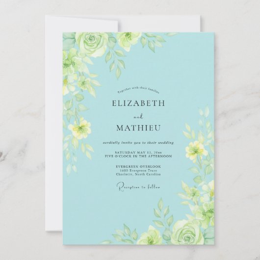 Invitation Mariage Feuille Peinte de Ciel (Devant)