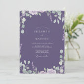 Invitation Mariage Feuille Peinte de Lavande (Debout devant)