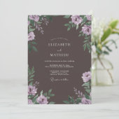 Invitation Mariage Feuille Peinte de Prune Maussade (Debout devant)