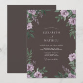 Invitation Mariage Feuille Peinte de Prune Maussade (Devant / Derrière)