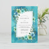 Invitation Mariage Feuille Peinte de Sarcelle (Debout devant)