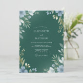 Invitation Mariage Feuille Peinte d'Émeraude (Debout devant)