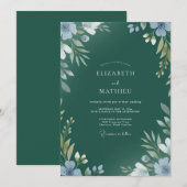 Invitation Mariage Feuille Peinte d'Émeraude (Devant / Derrière)
