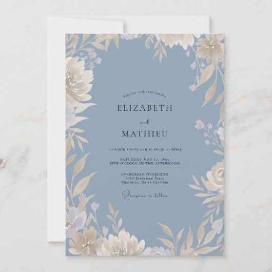 Invitation Mariage Feuille Peinte en Acier (Devant)