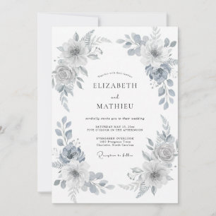 Invitation Mariage Feuille Peinte en Argent