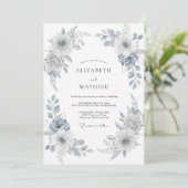 Invitation Mariage Feuille Peinte en Argent (Debout devant)