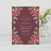 Invitation Mariage Feuille Peinte Marron (Debout devant)