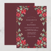 Invitation Mariage Feuille Peinte Marron (Devant / Derrière)
