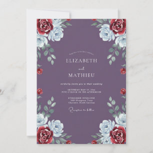 Invitation Mariage Feuille Rouge Améthyste