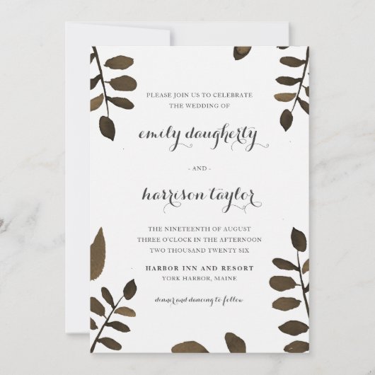 Invitation Mariage Feuille rustique (Devant)