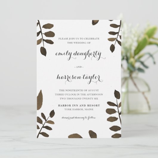 Invitation Mariage Feuille rustique (Debout devant)