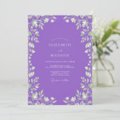 Invitation Mariage Feuille Sauvage Améthyste (Debout devant)