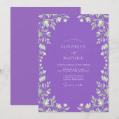 Invitation Mariage Feuille Sauvage Améthyste (Devant / Derrière)