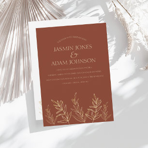 Invitation Mariage Feuille simple Burange et or